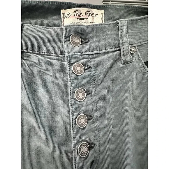 We The Free Women Gray Straight Leg Belt Looped Button Fly Corduroy Pant Size 30 - Picture 2 of 10